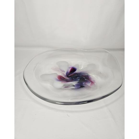 Vintage Signed Studio Art Glass Bowl Mid Century Modern Studio Clear BSQ 310 Art - Picture 1 of 10